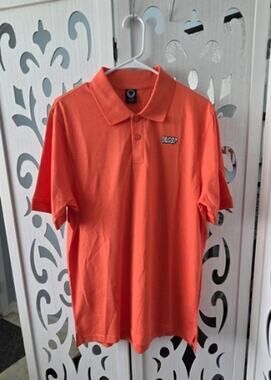 NEFF Mens Polo Shirt Medium Coral Orange Embroidered Logo Short Sleeve Skate NEW